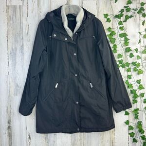 LRL Ralph Lauren Womens Black Softshell Jacket with Berber Vest Medium